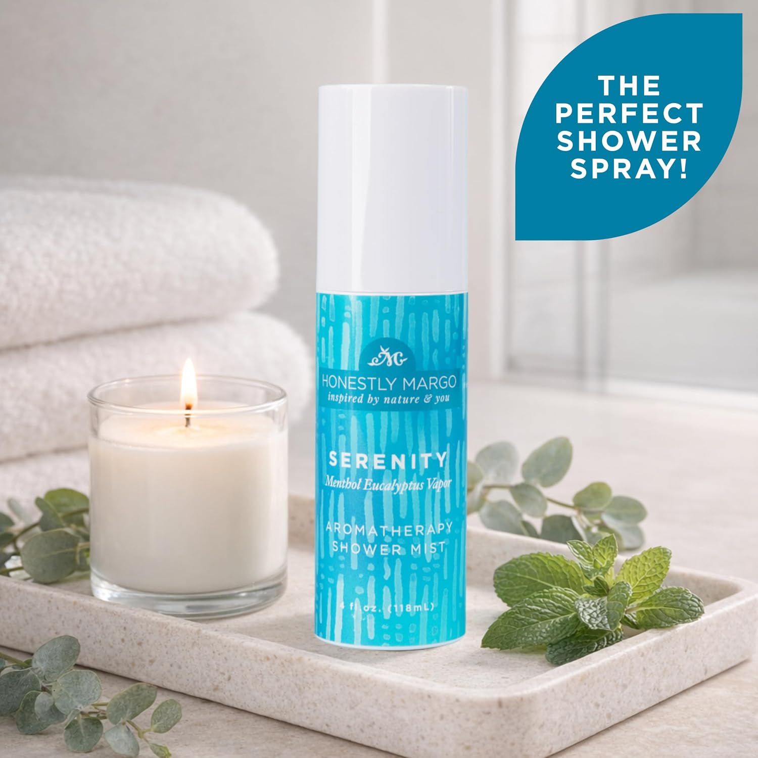 Honestly Margo Aromatherapy Shower Mist Spray Eucalyptus (4 Fl Oz, Pack of 1) – Wellness Spray with Essential Oils for Shower Steam, Personal Space Mist – Cruelty-Free Body Care & Bath Products