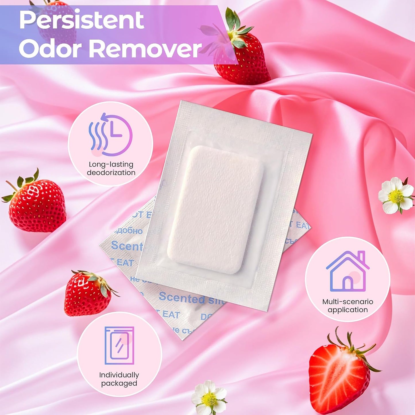 Strawberry Scented Sachets – Long-Lasting Odor Remover and Freshener for Shoes, Closets, Drawers, and Storage Spaces – Pack of 10