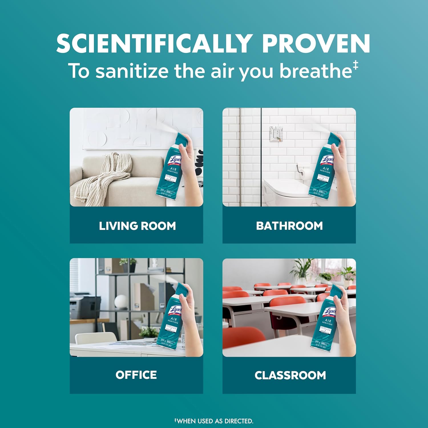 Lysol Air Sanitizer with Bacterial Odor Eliminator for Home & Office, Air Freshener Alternative, Simple Fresh Scent, 10 oz (Pack of 3)
