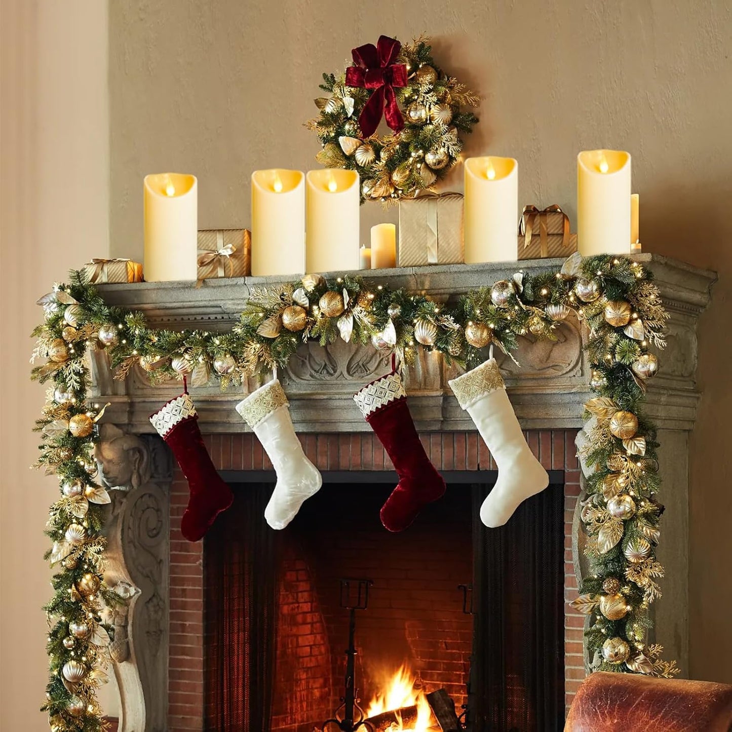 YIWER Flameless Plastic LED Candles,Pack of 2 Battery Operated Flickering Candle with Remote Control and Timer Electric Fake Light D3 H6 Ivory Pillar
