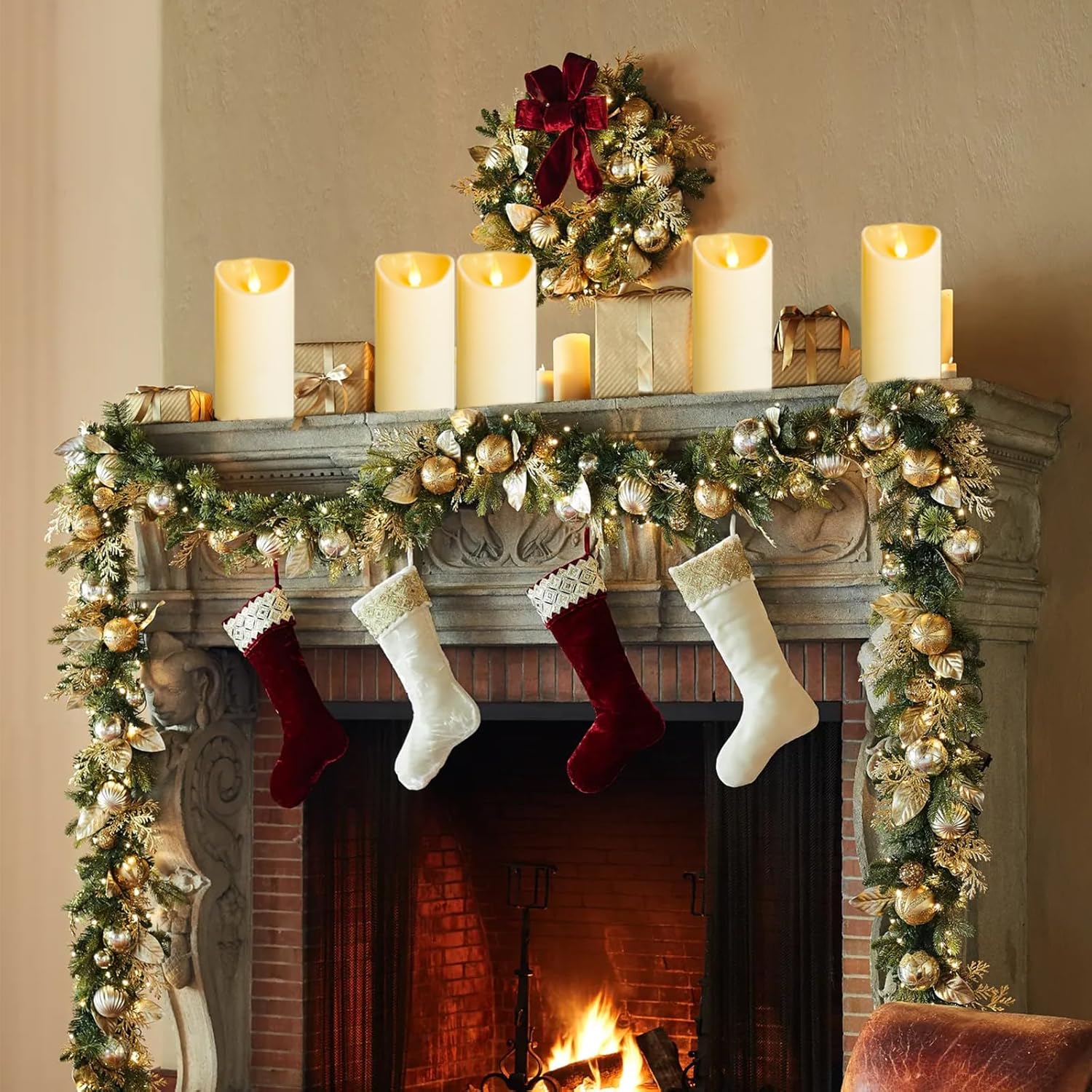 YIWER Flameless Plastic LED Candles,Pack of 2 Battery Operated Flickering Candle with Remote Control and Timer Electric Fake Light D3 H6 Ivory Pillar