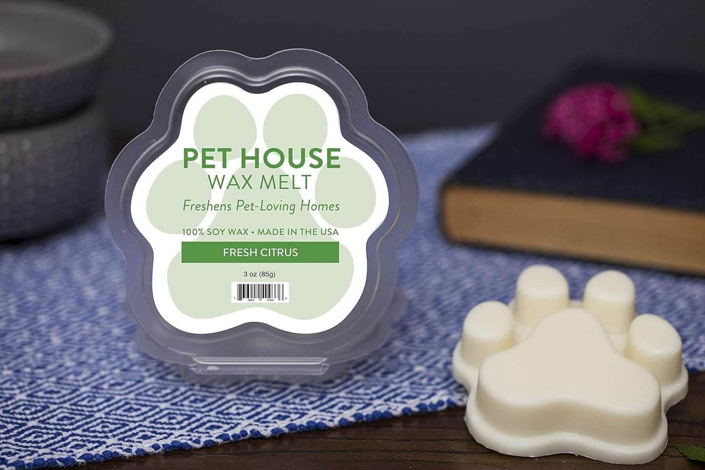 Pet House Wax Melts, Long-Lasting Scented Pet-Friendly Wax Melts, Natural Pet Odor Solution for A Fresh Smelling Home, Fresh Citrus, 3 OZ Each, 2 Pack
