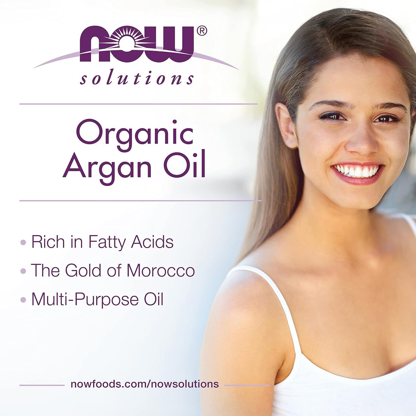 NOW Foods Solutions, Organic Argan Oil, Certified Organic and 100% Pure, "Gold of Morocco" Multi-Purpose Oil, 4-Ounce