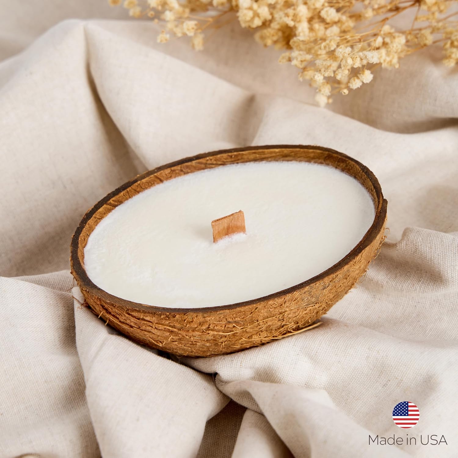 – Scented Candles Clearance | Coconut Shell Soy Wax Candle with Wooden Wick | Candles for Home Décor | Gift Idea for Women (1, Coconut)