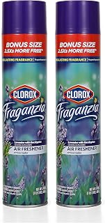 Clorox Fraganzia Aerosol Air Freshener in Lavender with Eucalyptus Scent | Long-Lasting Air Freshener Spray | 20 Oz Bonus Size | Room Air Freshener | Lavender Spray, Odor Eliminator (Pack of 2)