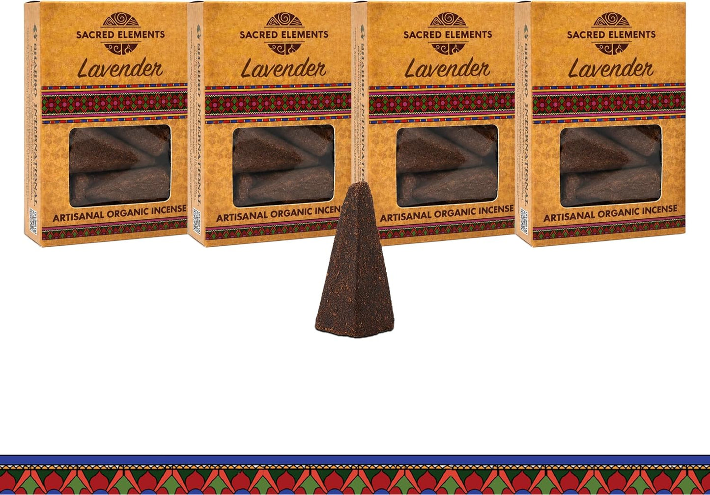 Sacred Elements Organic Incense Cones – Lavender Scent (Pack of 4) | Natural Aromatherapy for Relaxation & Sleep | Handcrafted, Low Smoke, Long-Lasting Fragrance for Bedroom & Home