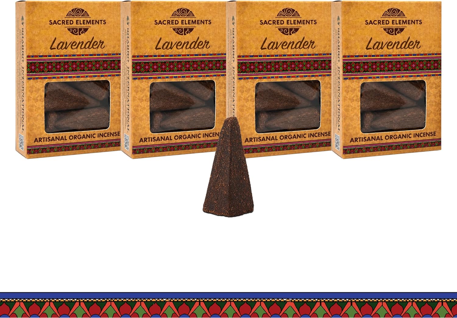 Sacred Elements Organic Incense Cones – Lavender Scent (Pack of 4) | Natural Aromatherapy for Relaxation & Sleep | Handcrafted, Low Smoke, Long-Lasting Fragrance for Bedroom & Home