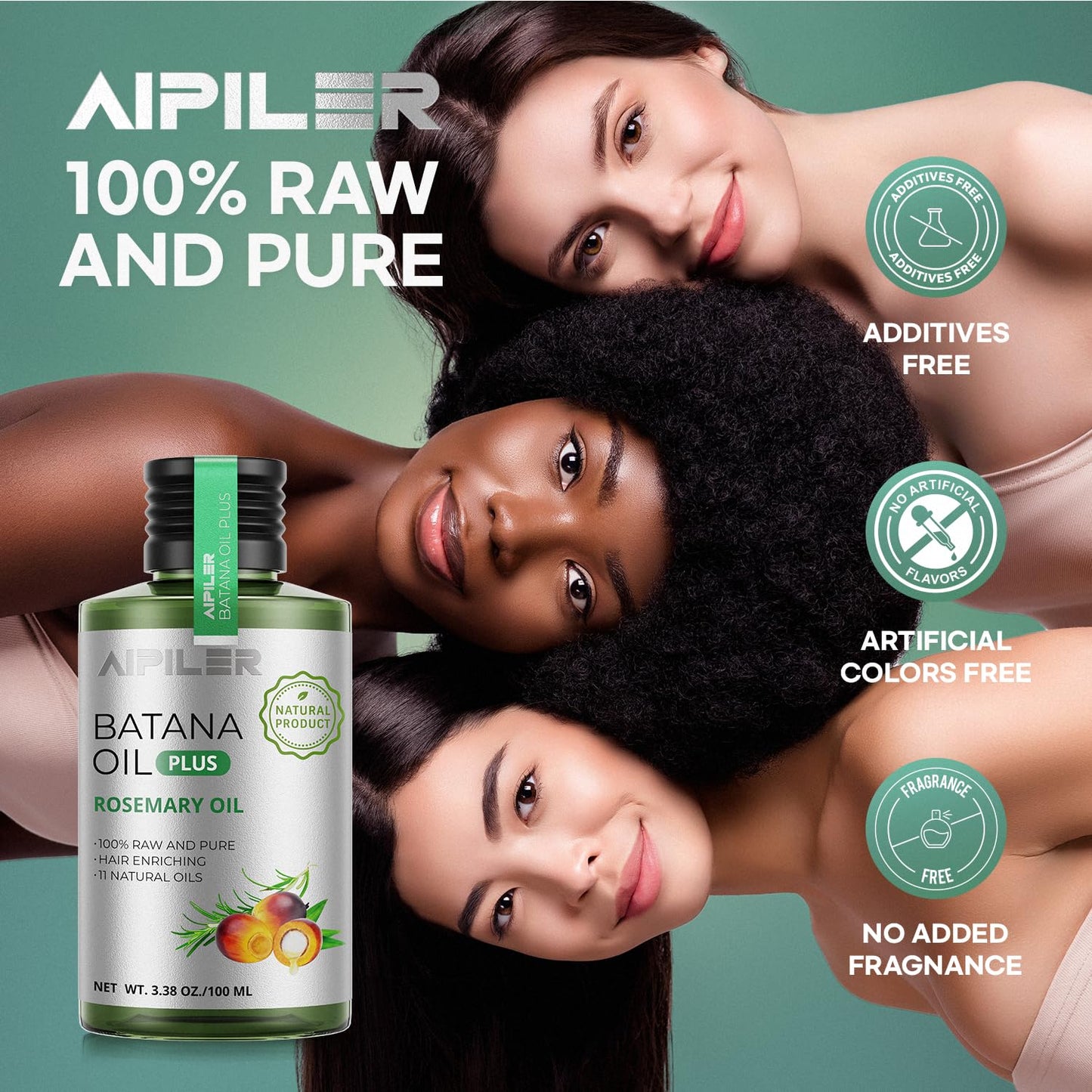 AIPILER Batana Oil for Hair Strenthening: Dr Sebi 100% Pure and Raw Honduras Hair Treatment Oil - Pre or Post Shower Hair care for Curly/Coily/Wavy Hair 3.38 fl oz(Rosemary)
