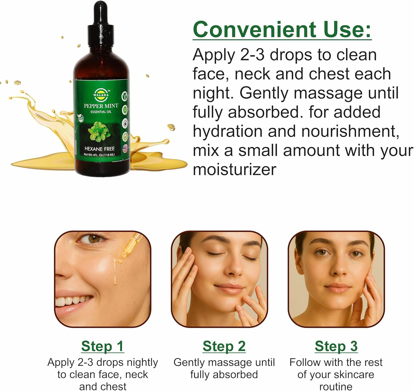 Peppermint Essential Oil - 4 oz | 100% Pure & Natural for Aromatherapy, Skin, Hair & Scalp Care