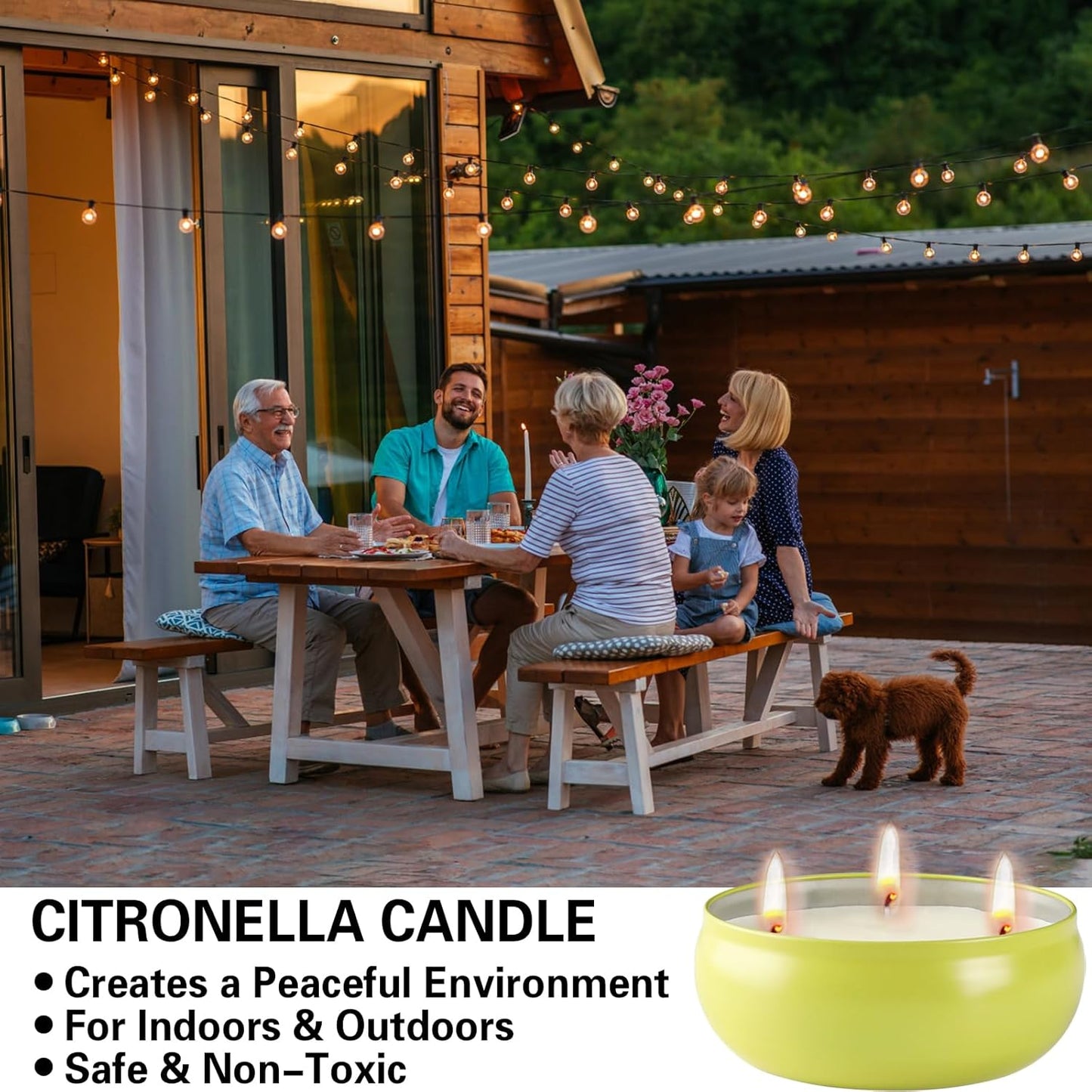 Citronella Candles Outdoor, Large Citronella Candle Set of 3, 12 oz 3 Wick Soy Candles with Natural Citronella Oil, 240 Hours Burn Time for Patio, Backyard, Deck, Garden, Camping, Summer Nights