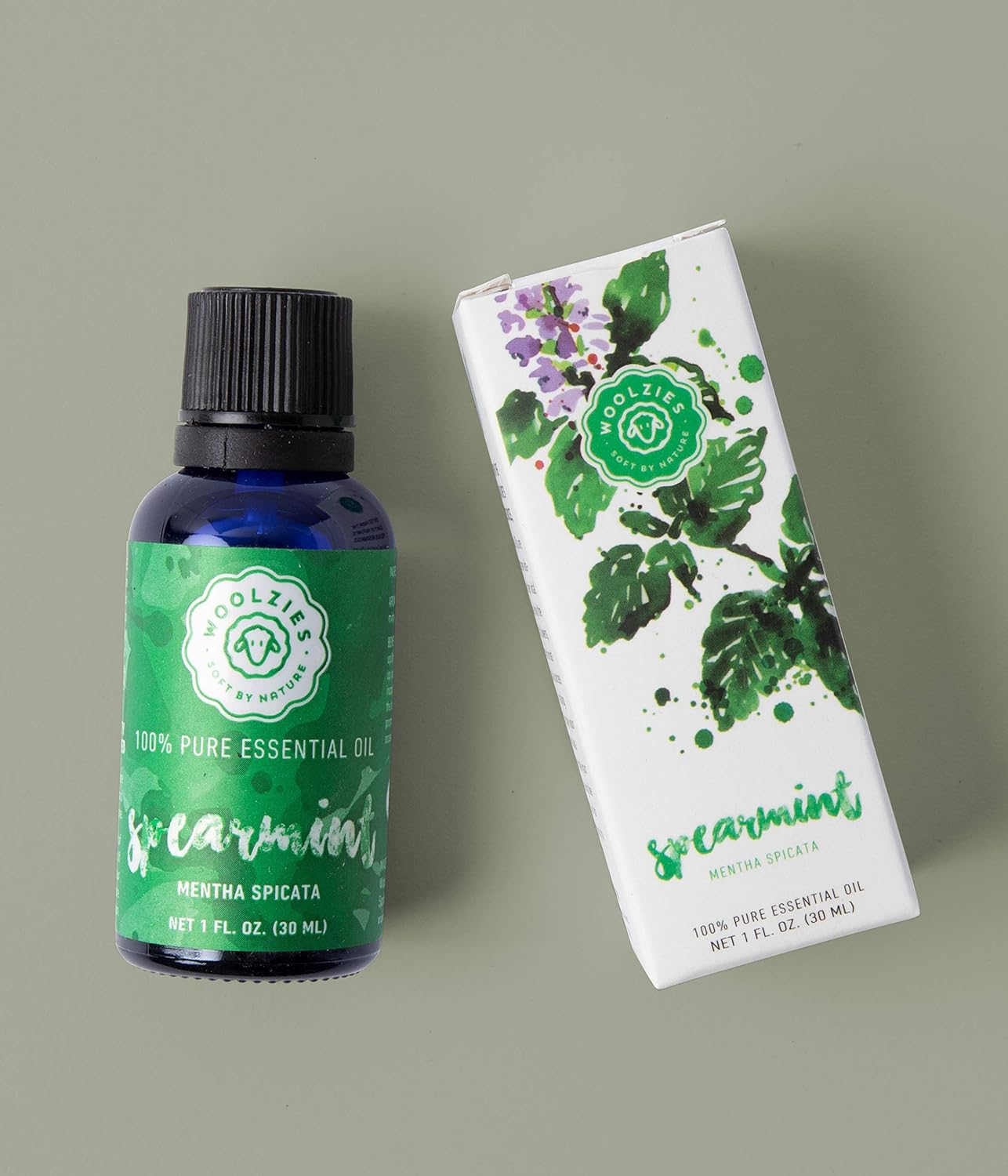 Woolzies 100% Pure & Natural Spearmint Essential Oil 1 Oz - Promotes Digestion - Promotes Uplifting Mood & Focus - Cleanses Mouth & Freshens Breath - for Diffusion, Topical & Aromatherapy Use