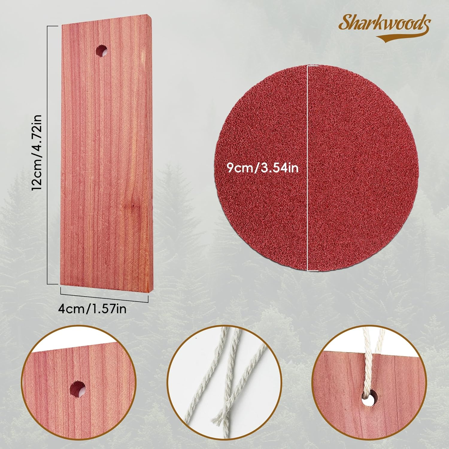 Cedar Blocks for Clothes Storage - 16 Pack Red Cedar Planks, 100% Natural Aromatic Cedarwood with Cotton Rope and Sandpaper for Closets & Drawers Freshener