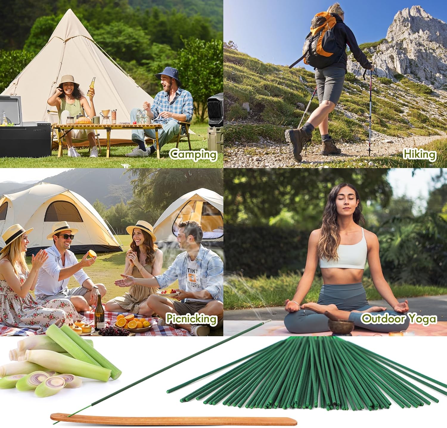 SCENTORINI Citronella Incense Sticks, 120 PCS Lemongrass Incense Sticks for Summer Home, Outdoor, Garden, Patio Camping, Pool Side, Porches, Courtyards, Farms, Garden Planting Area