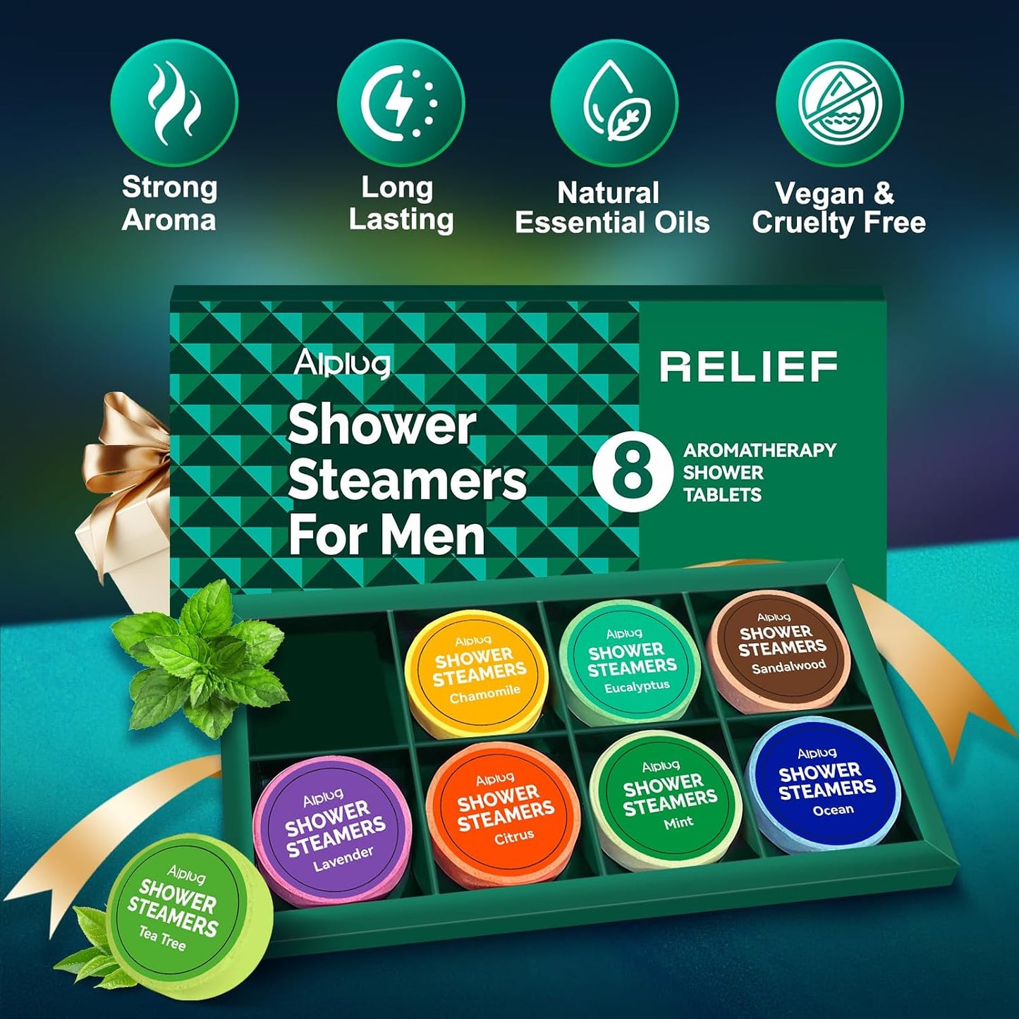 Shower Steamers for Men - 8 Pack Shower Bombs Aromatherapy with Essential Oils, Birthday Gifts for Him Dad Husband Boyfriend, Relaxation Mens Gifts Ideas, Gifts for Men Who Have Everything