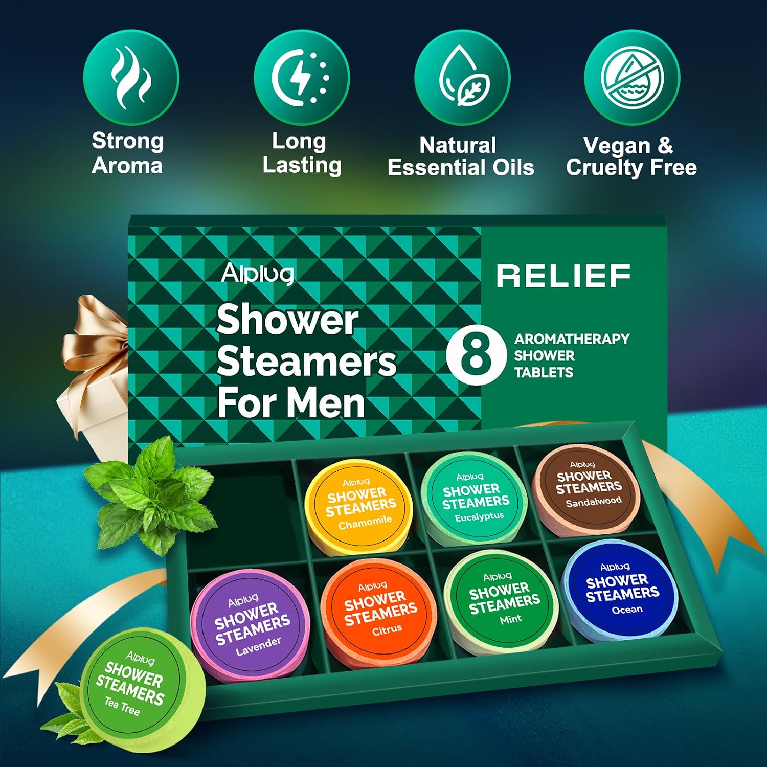 Shower Steamers for Men - 8 Pack Shower Bombs Aromatherapy with Essential Oils, Birthday Gifts for Him Dad Husband Boyfriend, Relaxation Mens Gifts Ideas, Gifts for Men Who Have Everything