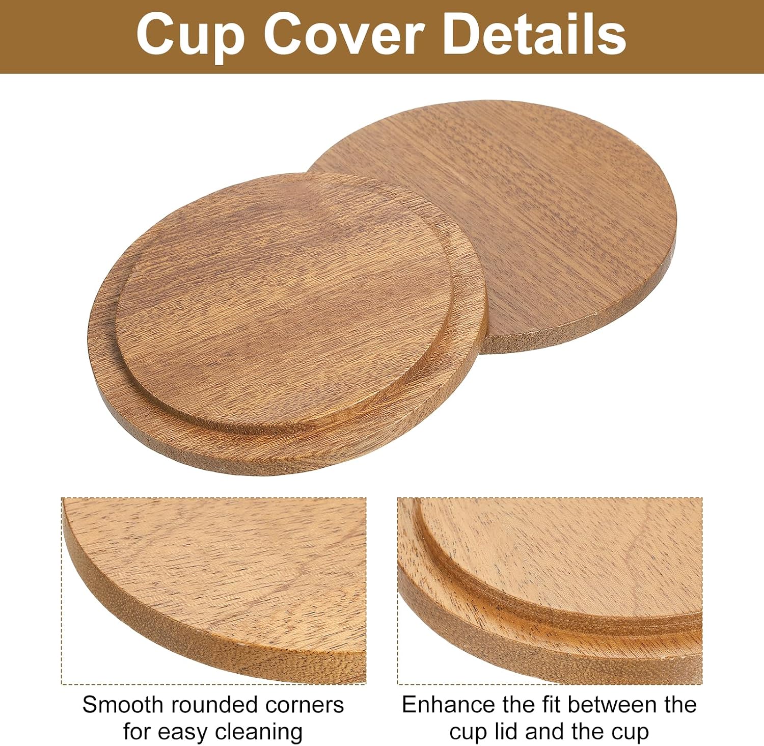 uXcell 4 Pcs Bamboo Cup Lid, 3.31 Inch - Sealed Wooden Tea Coffee Mug Lid and Perfume Candle Lid