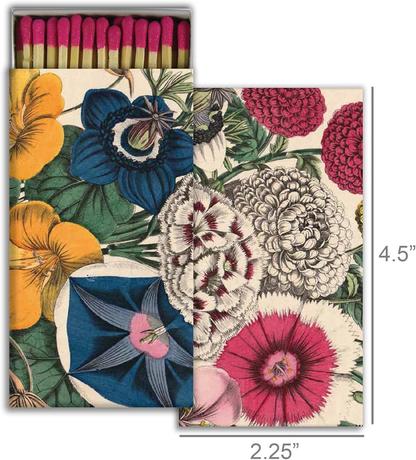 Big Bouquet Decorative Matchbox with Wooden Matches - Great for Lighting Candles, fireplaces, Grills and More | One Box
