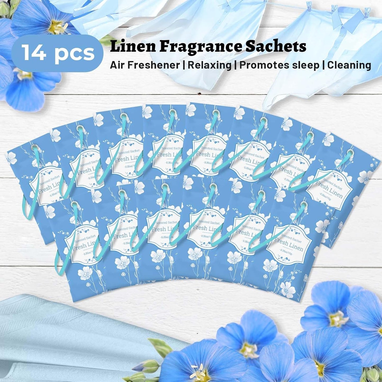 STRN Scented Sachets for Drawer and Closet, Linen Scented Long-Lasting Sachets, 14 Packs for Home Fragrance, Small Space Air Freshener for Wardrobes