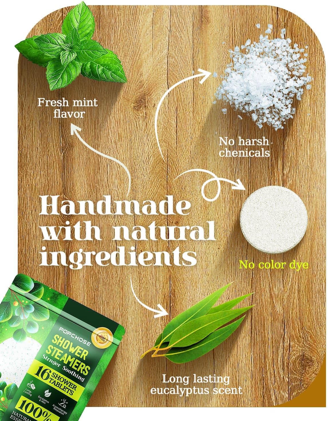 POPCHOSE Shower Steamers Aromatherapy 16 Pack, Valentines Day Gifts for Women & Men, Eucalyptus for Shower with Natural Essential Oils- Quick Relief Nasal Congestion, Home SPA & Self Care Relaxation