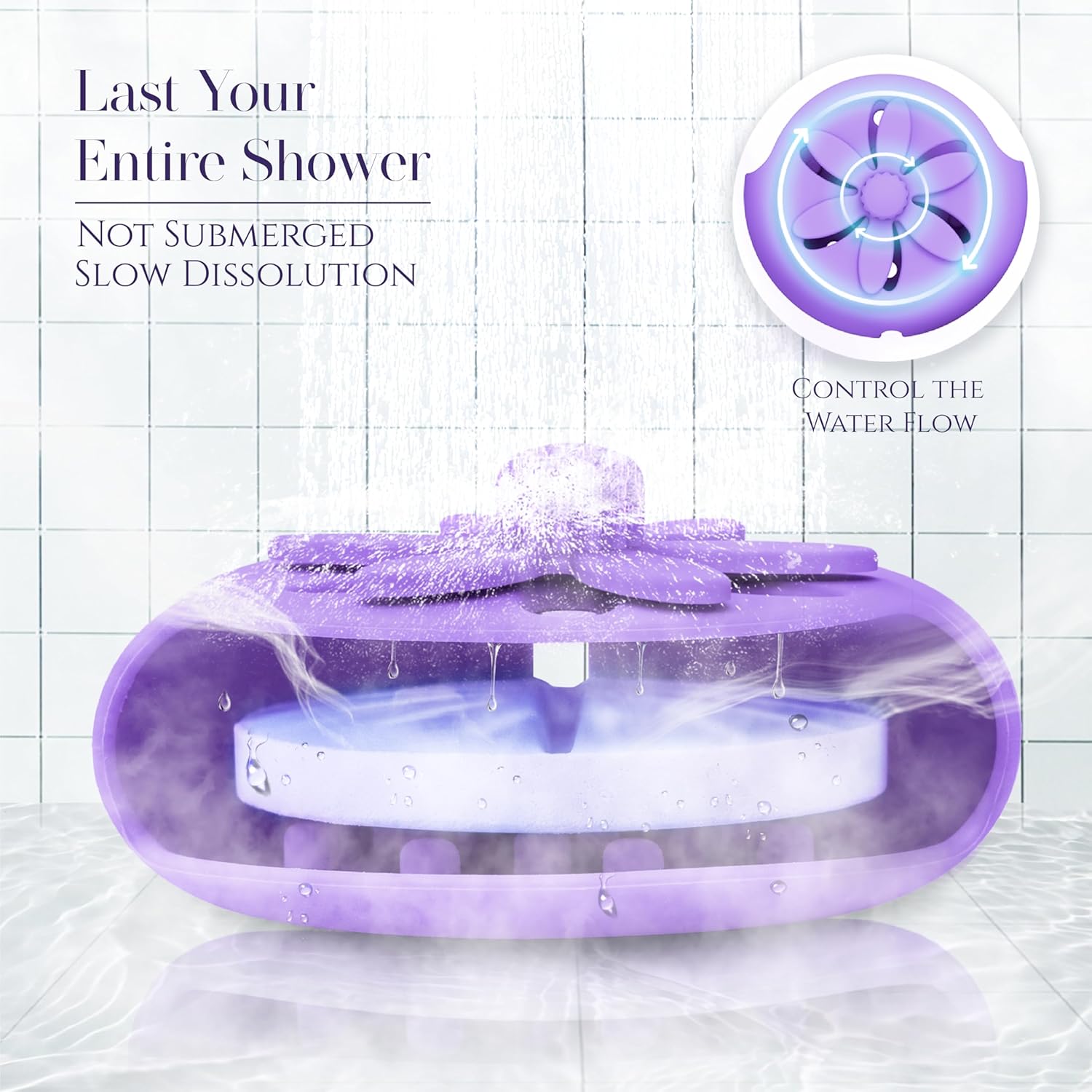 SHARLOVY Purple Shower Steamers Tray, Big Suction Cup Shower Steamer Tablet Holder Dish for Long Lasting Use, Flake Bath Bombs Container, Adornment Household Supply Car Decoration Yoga Decor