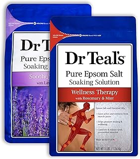Dr Teal's Epsom Salt Bath Combo Pack (6 lbs Total), Soothe & Sleep with Lavender, and Wellness Therapy with Rosemary and Mint