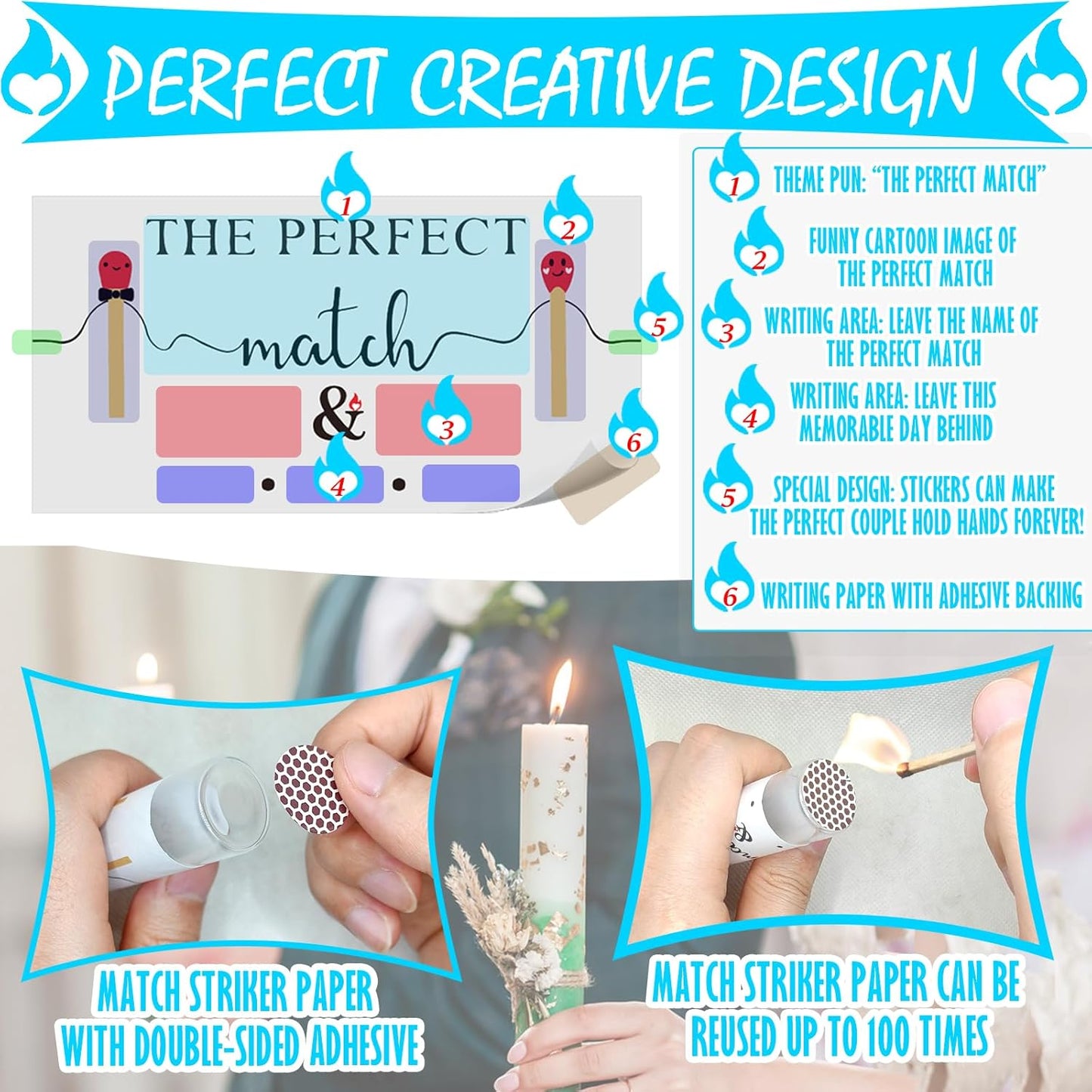 26 Set of Empty Match Jars With Cork Top And 30 Striker Stickers and 30 DIY Wedding Themed Stickers.DIY Bulk Glass Match Holder,Suitable for Guest Gifts,Bridal Shower Party Favors.