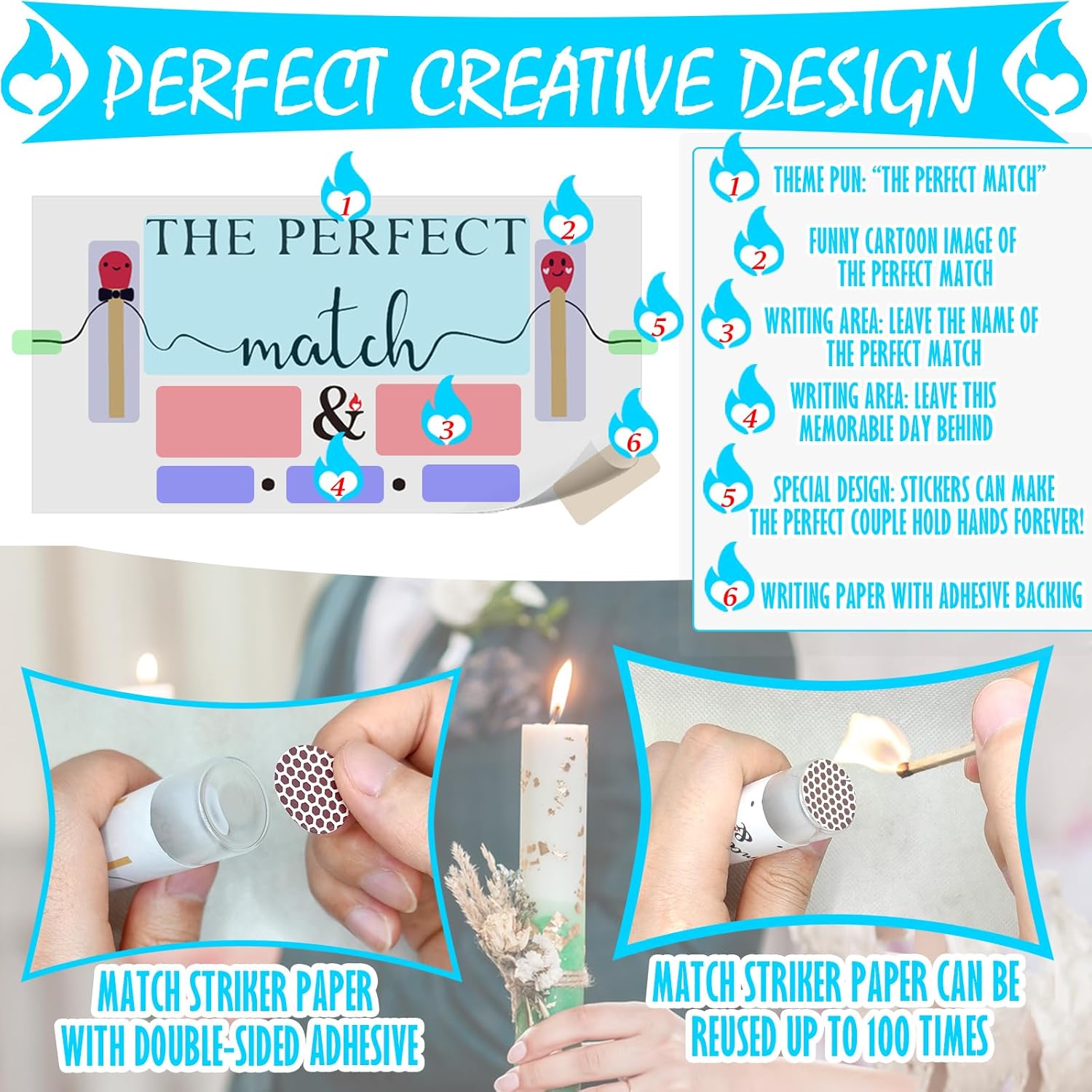 26 Set of Empty Match Jars With Cork Top And 30 Striker Stickers and 30 DIY Wedding Themed Stickers.DIY Bulk Glass Match Holder,Suitable for Guest Gifts,Bridal Shower Party Favors.