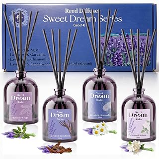 SCENTORINI Reed Diffuser Set for Sleep, Relax, 4 * 1.69oz, Natural Lavender Essential Oil Diffuser, Scented Reed Diffuser, Home Fragrance for Room Spa Bedroom Bathroom Hotel Home Decor