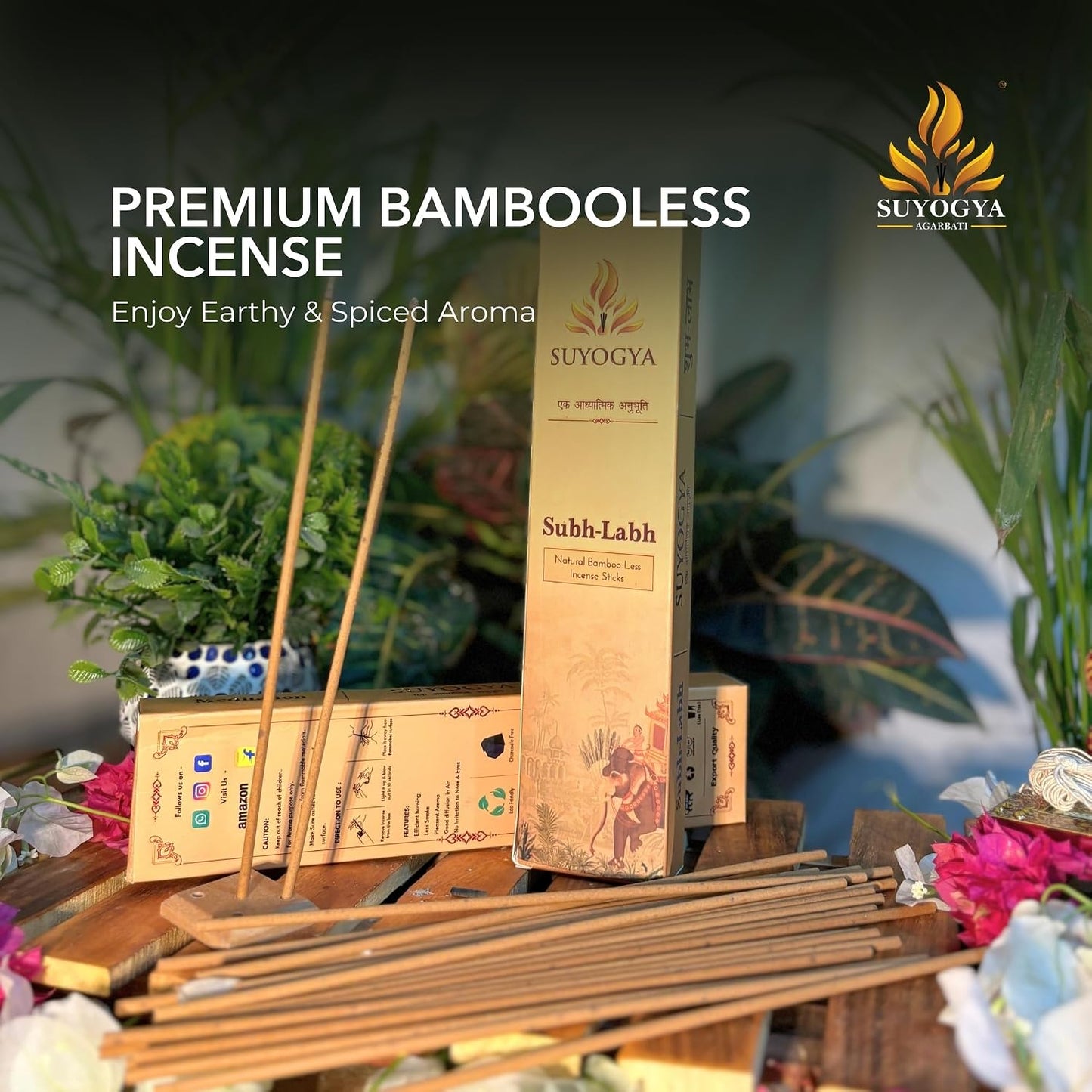 Subh-Labh Premium 9 Inch Bambooless Incense Sticks - Hawan Samagri, 60 Minutes Long-Lasting Fragrance for Pooja, Meditation, Festivals & Relaxation - Pack of 1
