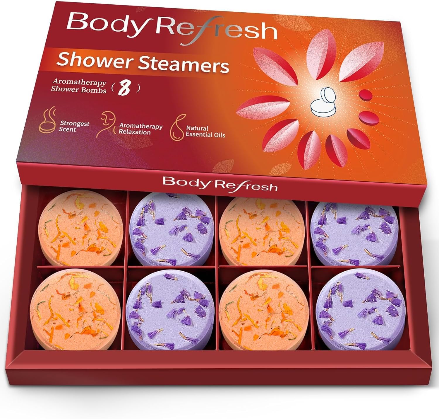 Shower Steamers Aromatherapy-8 Pack Shower Bombs with Essential Oils, Mothers Day Gifts for Mom Wife, Birthday Gifts for Women Self Care Relaxation Home SPA Teacher Appreciation Gift (Red)