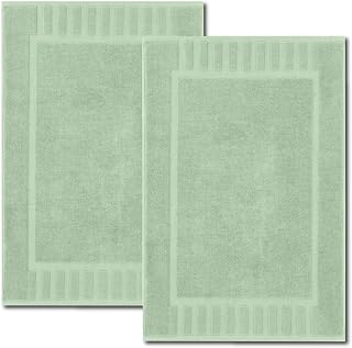 White Classic Luxury Bath Mat Floor Towel Set - Absorbent Cotton Hotel Spa Shower/Bathtub Mats [Not a Bathroom Rug] 22"x34" | 2 Pack | Mint Green