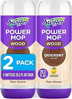 Swiffer Power Mop Wood Refill Solution, QuickDry Hardwood Floor Cleaner for Mopping Home, Bathroom, Kitchen, All Purpose Multi-Surface Solution for Floor Cleaning, Lemon Scent, 50.7 oz