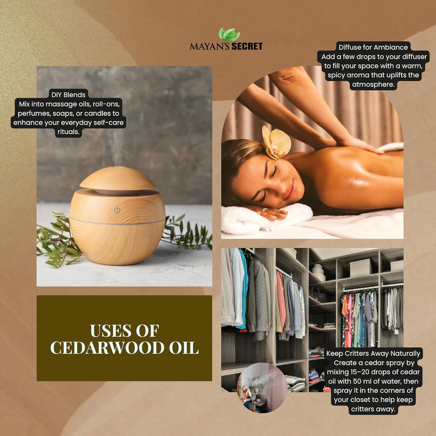 Mayan's Secret - 4oz Pure Cedarwood Essential Oil Organic - 100% Pure