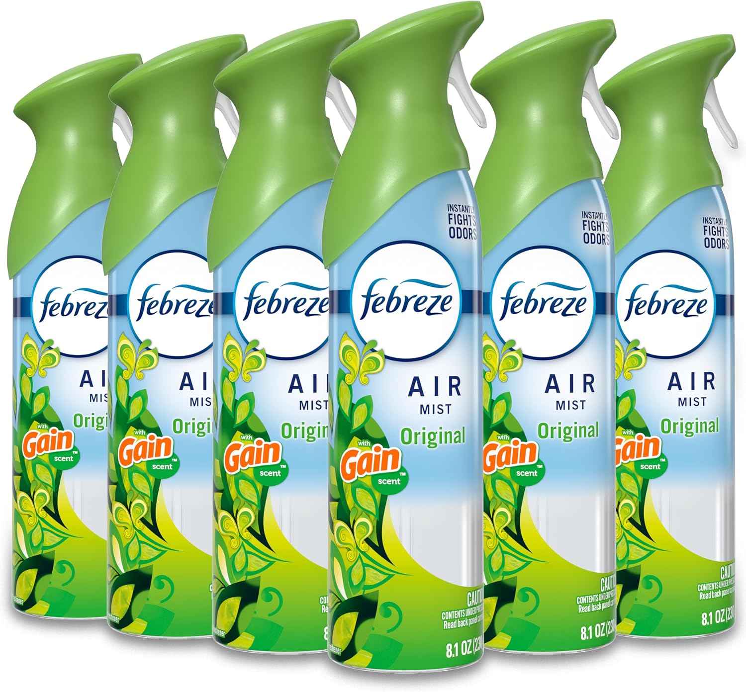 Febreze Air Mist, Air Freshener Spray, Odor Fighting Room Spray, Deodorizer for Home Bathroom Kitchen Office Apartment Dorm Room Classroom, Gain Original Scent, 8.1oz (Pack of 6)