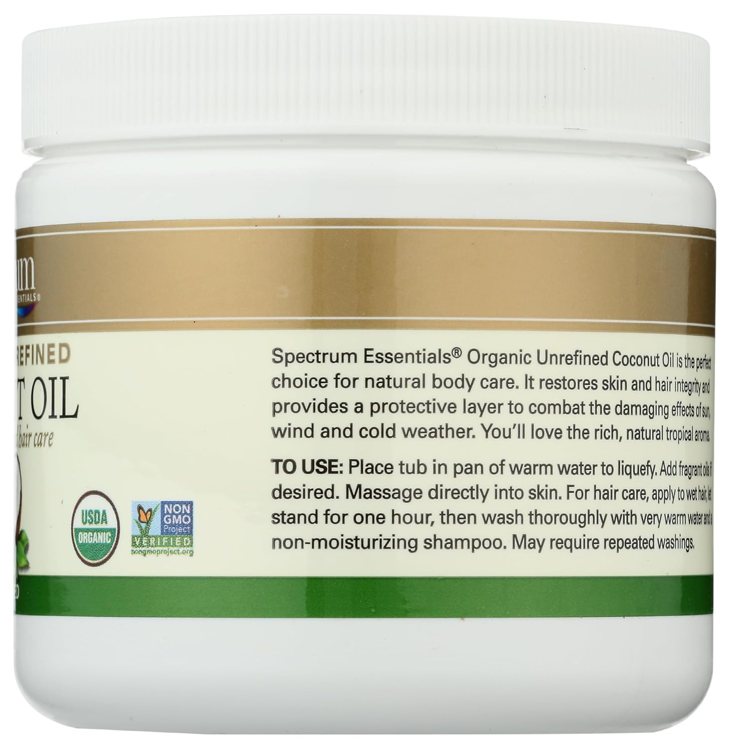 Spectrum Essentials Organic Virgin Coconut Oil, Unrefined, 15 oz