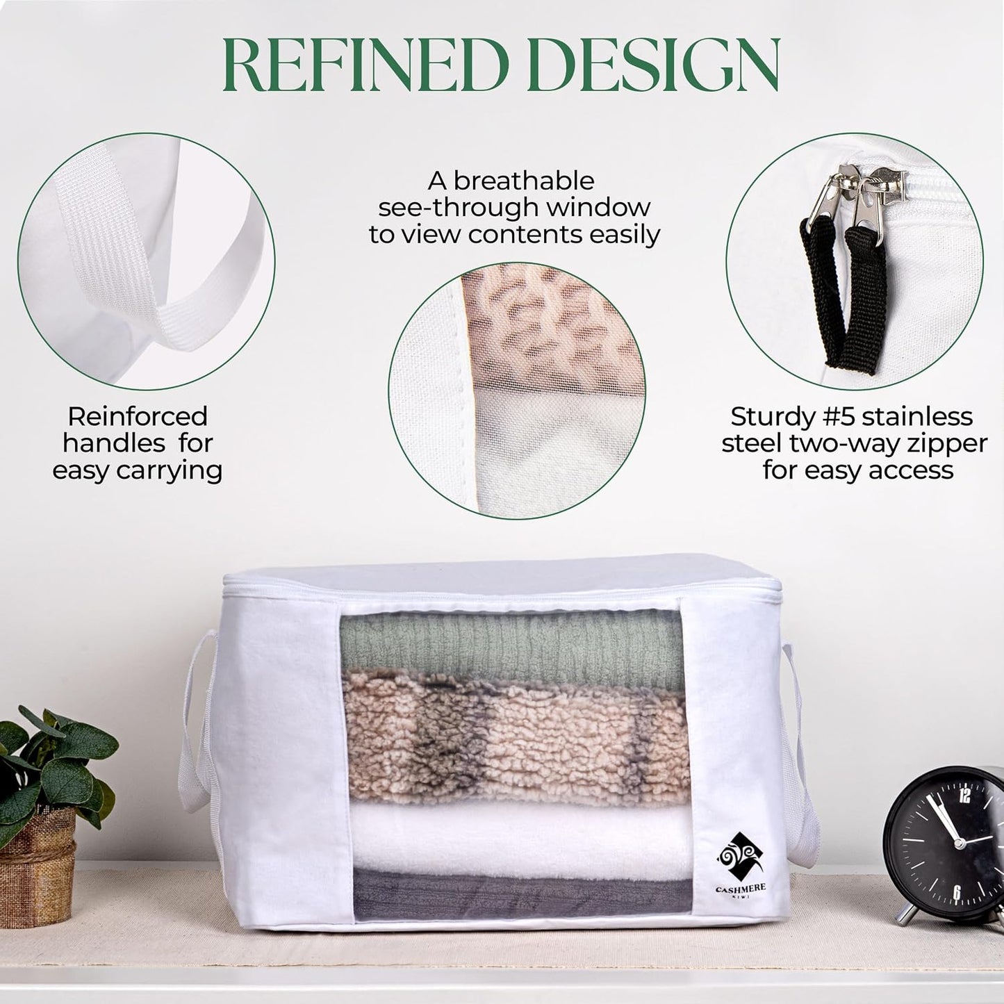 Cashmere Sweater Storage Bags | with Moth Protection Cedar | Breathable & Washable Cotton Bag | Suitable For Sweaters, Merino Wool, Scarves and more