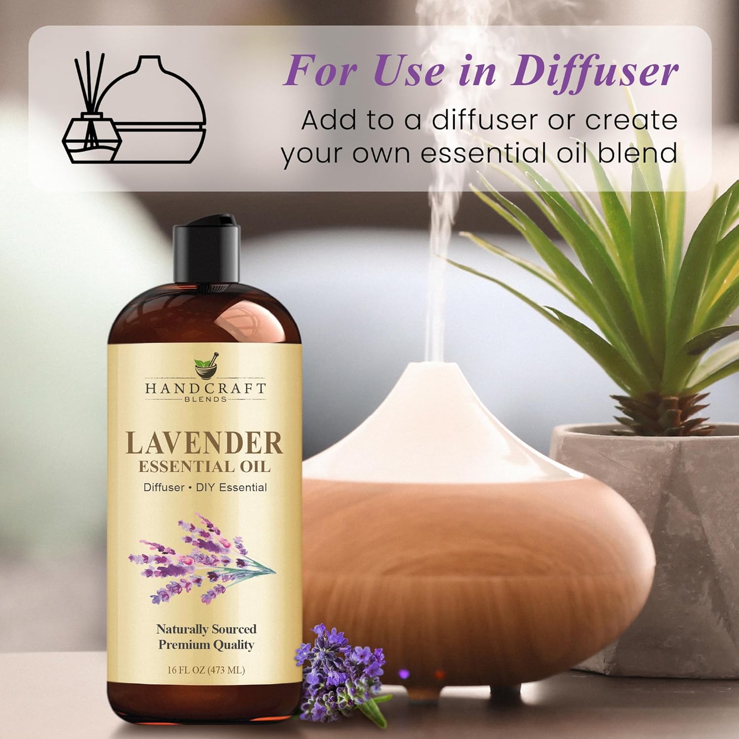 Handcraft Blends Lavender Essential Oil - Huge 16 Fl Oz - for Candle Making, Soap Making, Diffusers, and Aromatherapy