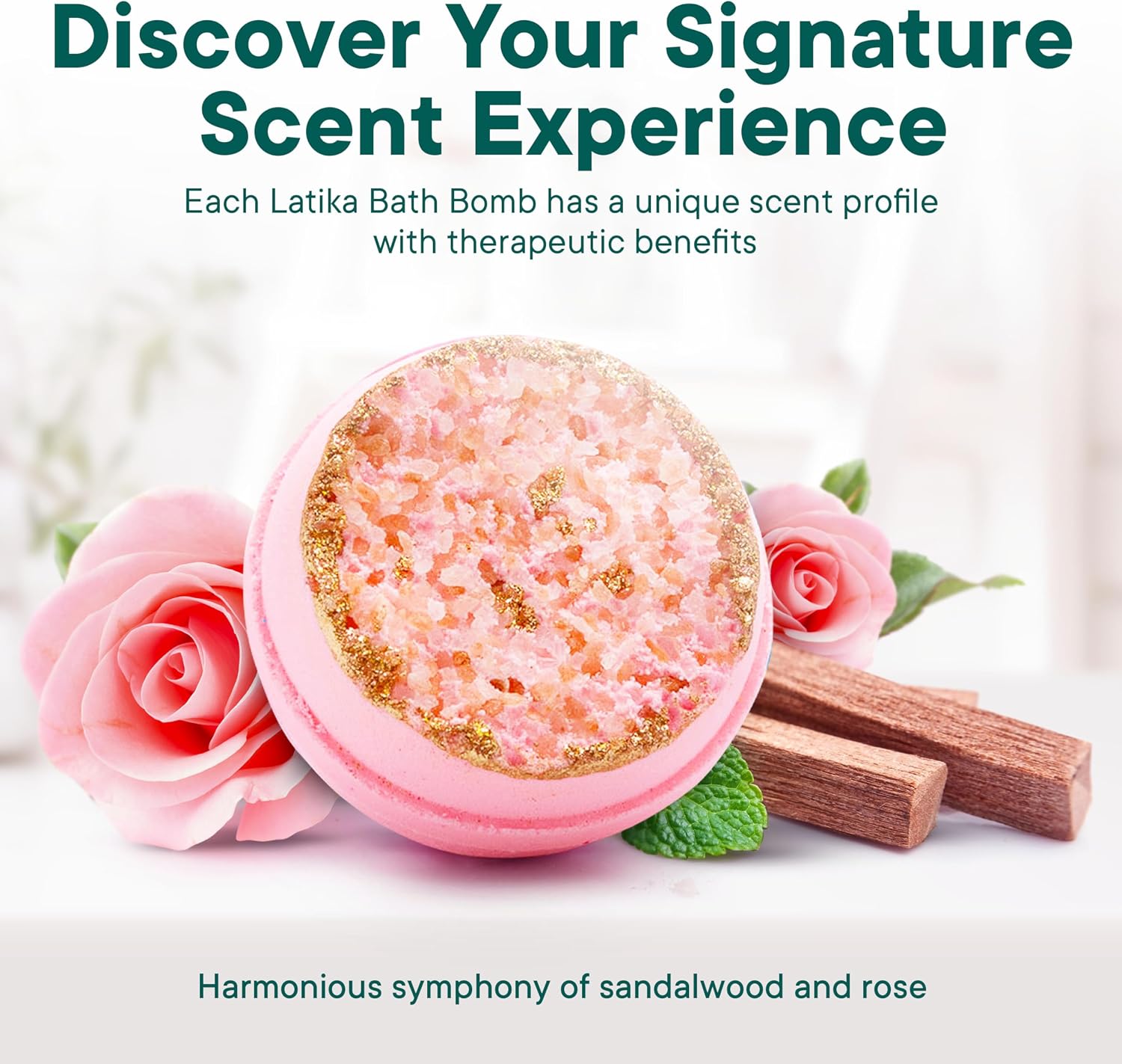 Latika Bath Bomb Rose Quartz Geode Crystal - Essential Oils for Ultimate Relaxation and Skin Nourishment