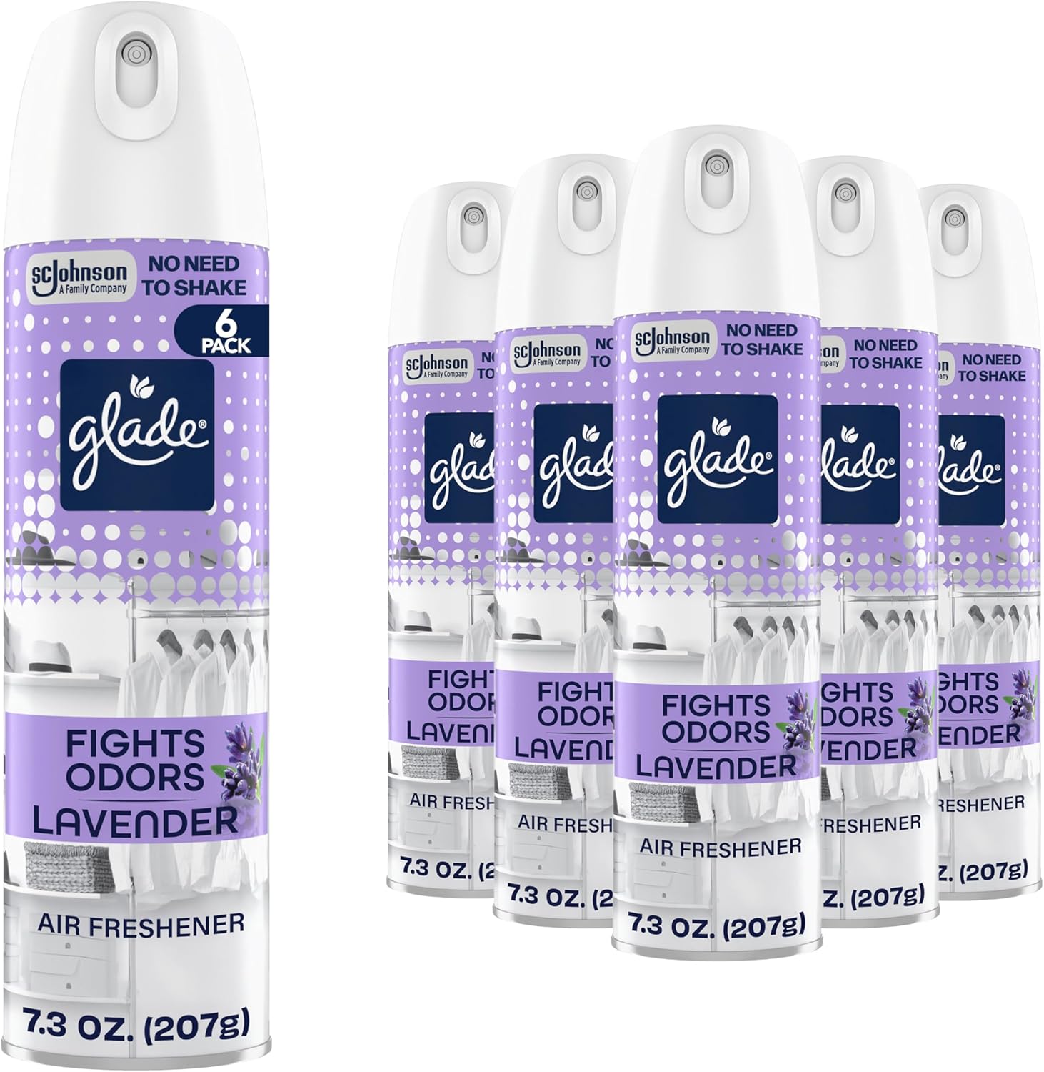 Glade Air Freshener Room Spray, Lavender Scent, Odor Fighting to Deliver Long Lasting Freshness, 7.3 Oz, 6 Count