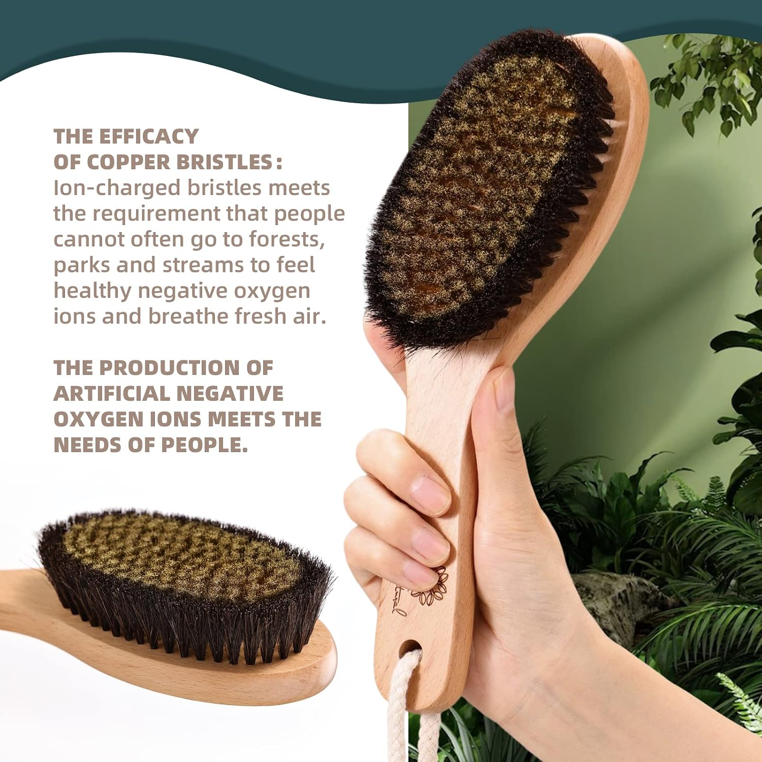 2-Pack Dry Body Brush, Copper Ionic Brush & Boar Bristle Shower Brushes | body brush set: Ionic copper brush for lymphatic drainage and natural boar bristle shower brush for skin exfoliating.