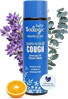 Oilogic Stuffy Nose and Cough Vapor Bath Relief for Babies & Toddlers, Essential Oil Breathe Blend - Pediatrician & Dermatologist Tested Formula Naturally Soothes with Essential Oils- 266ml (9 fl oz)