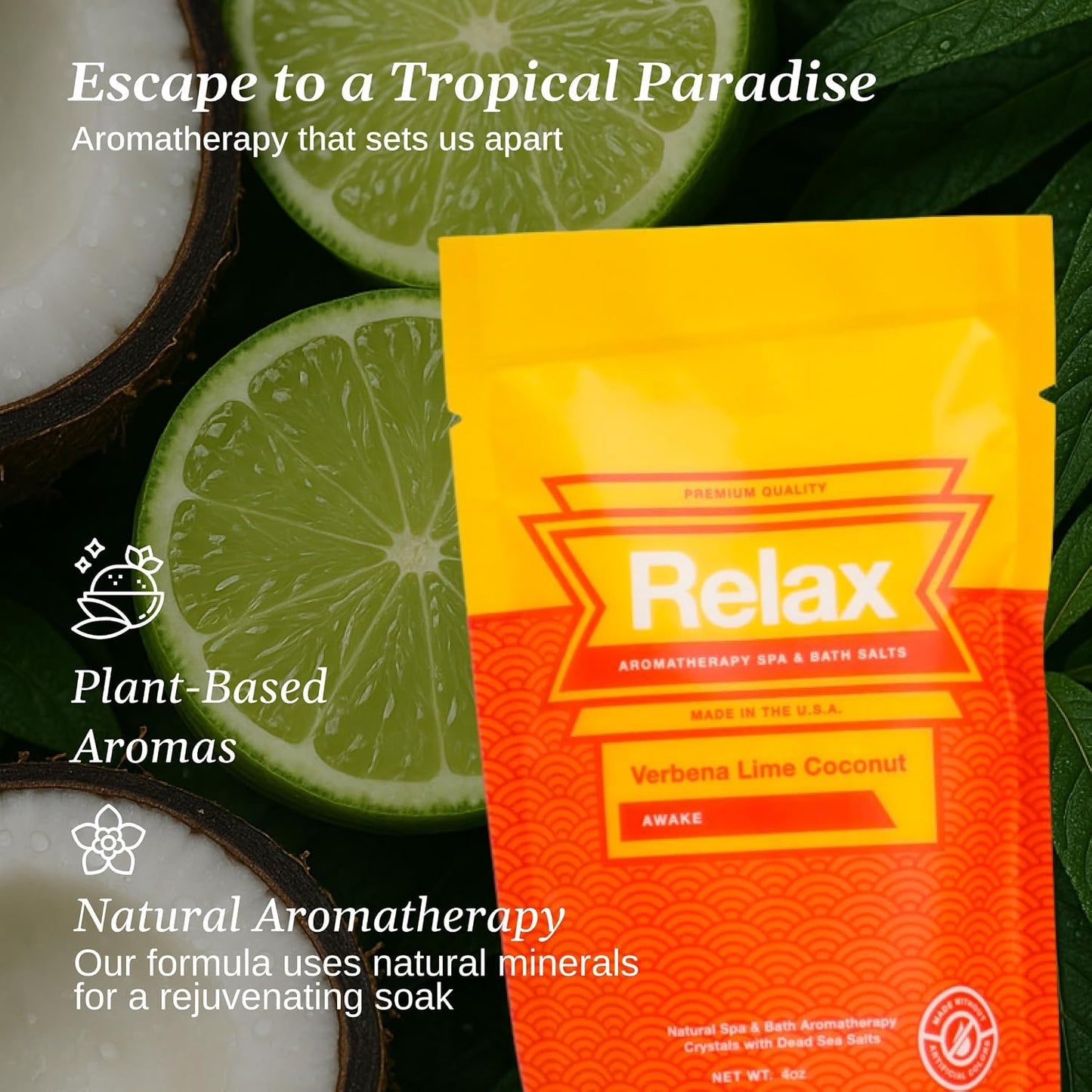 Relax Spa & Bath Aromatherapy Variety Pack Bath Salts for Hot Tub, Bath, or Spa, Four 4oz Bags Infused with Magnesium, Bath Salt for Soaking, Escape Line Scent