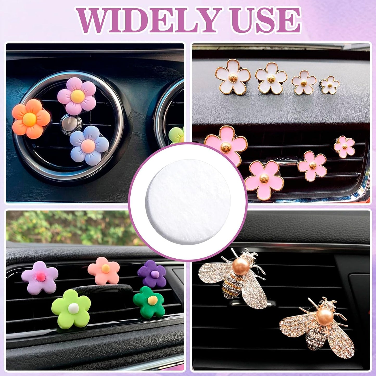 100pcs Aromatherapy Refill Felt Pads, 0.67in/17mm Unscented Air Freshener Replacement Pads, Perfumes Refill Tablets for Car Diffuser- White