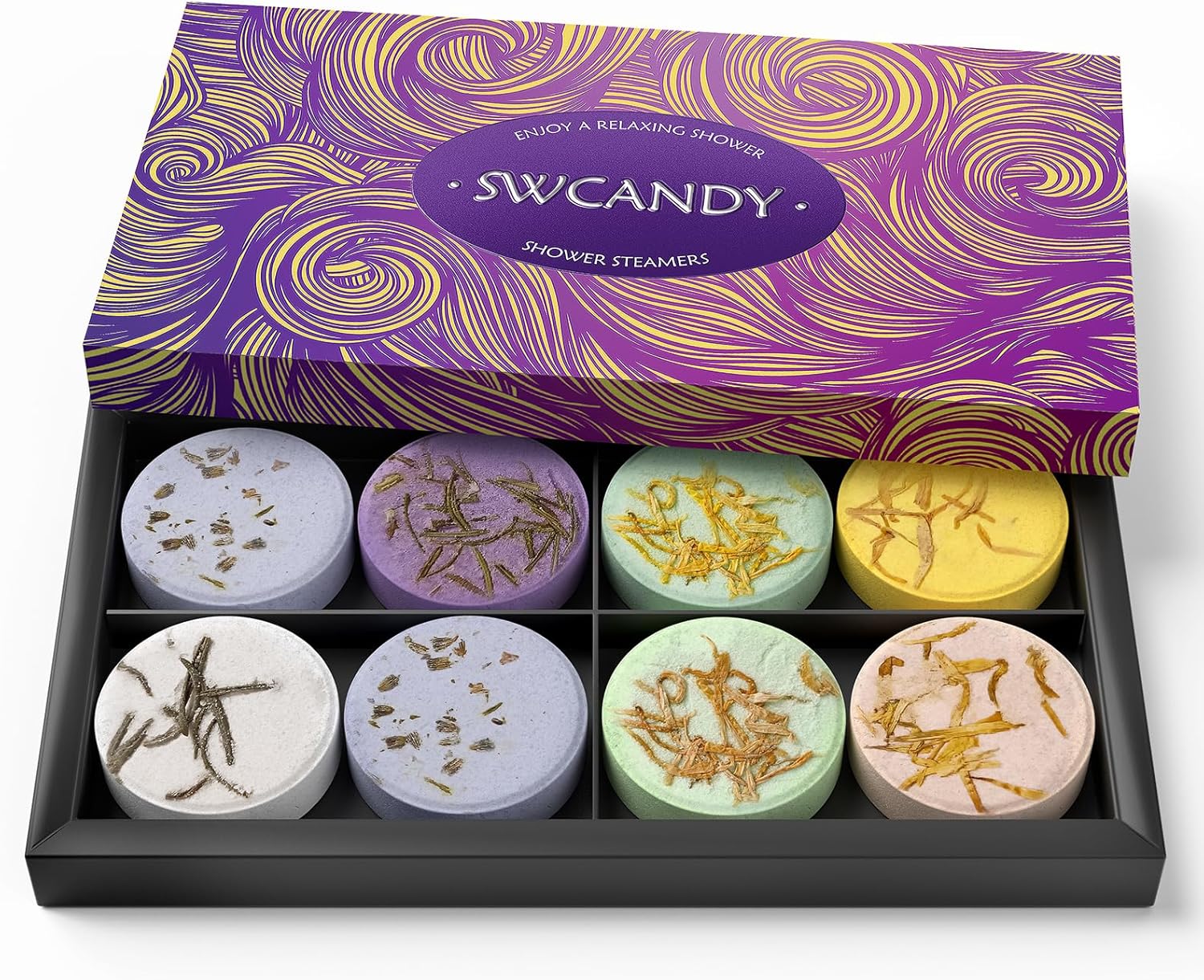 Shower Steamers Aromatherapy Birthday Gifts for Women - SWCANDY 8 Pcs Travel Essentials, Hotel Shower Spa Holidays Mom Wife Grandma Sister Her Self Care Relaxation with Natural Essential Oils Home