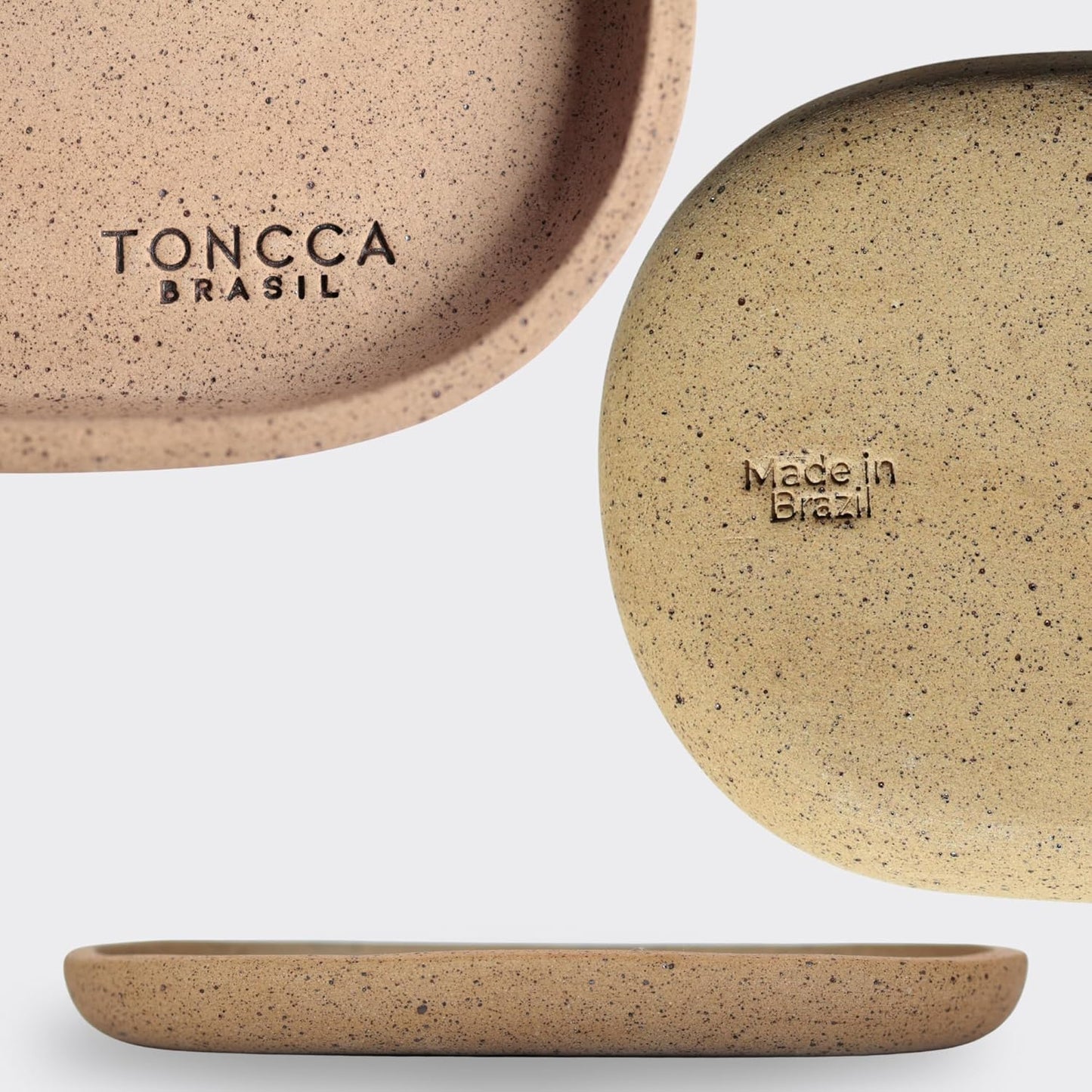 Ceramic Oval Tray by TONCCA – Small Decorative Tray for Candles & Table Decor | Handmade in Brazil | Natural Mineral Clay | Sertão Edition