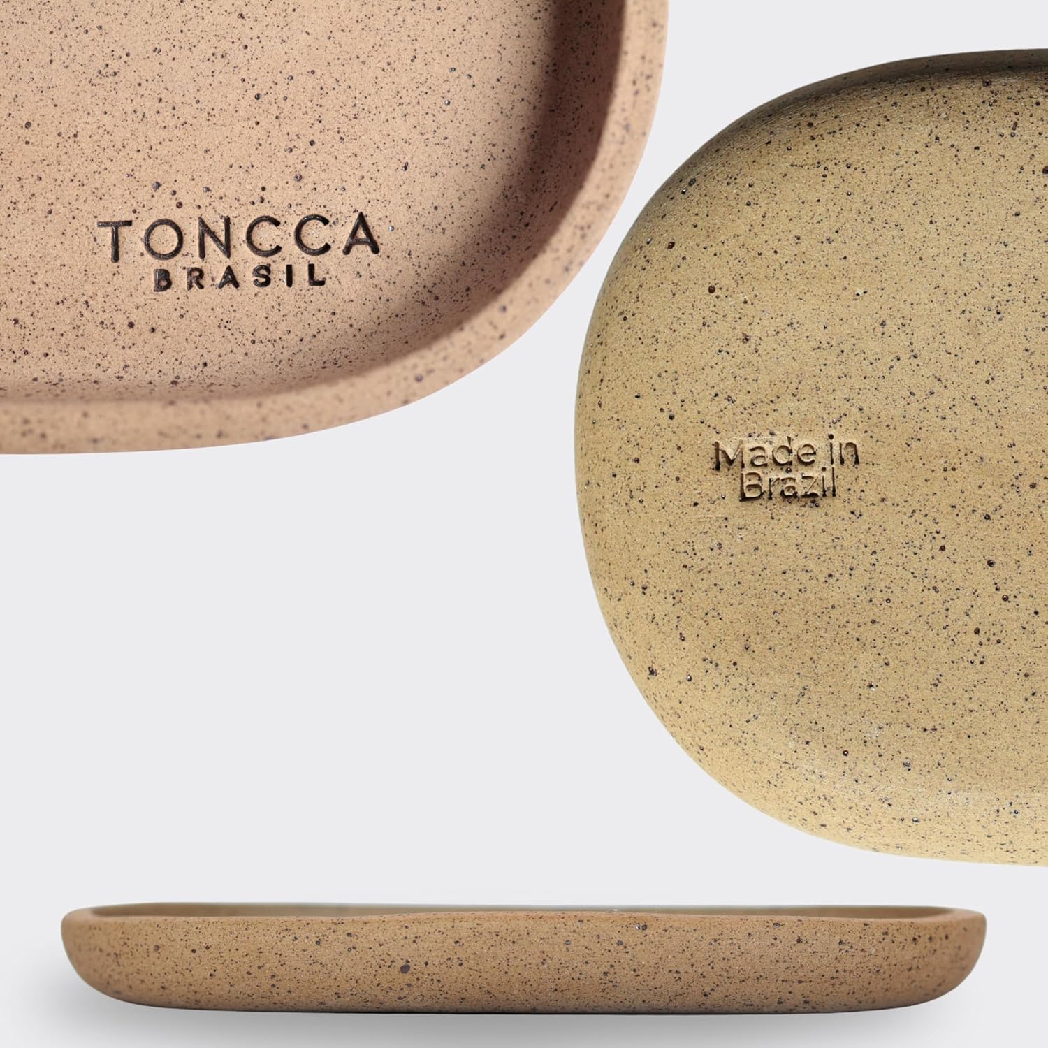 Ceramic Oval Tray by TONCCA – Small Decorative Tray for Candles & Table Decor | Handmade in Brazil | Natural Mineral Clay | Sertão Edition