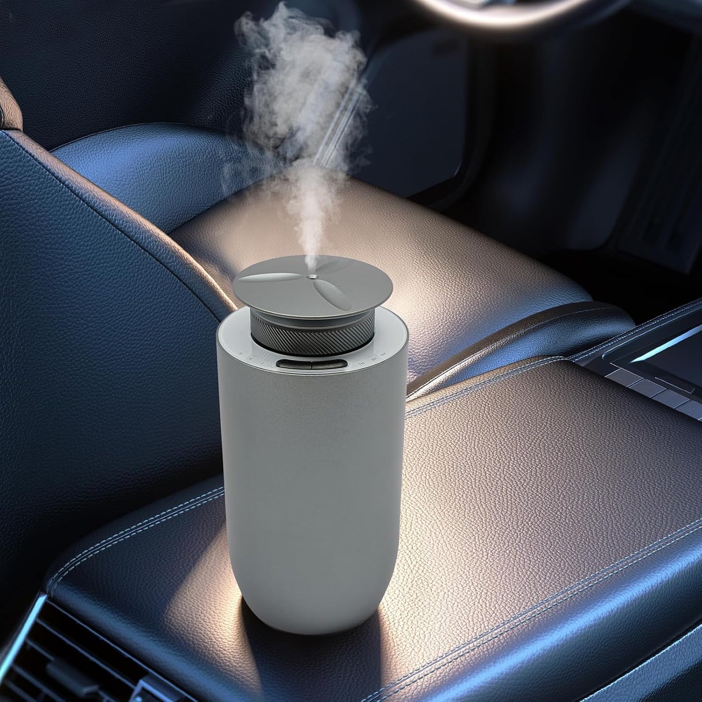 Mini Essential Oil Diffuser for Car with 3 Spray Modes 2000mAh Battery USB Charging 72H Standby Aroma Diffuser Fragrance Expander Greenish-Gray Aluminum Alloy