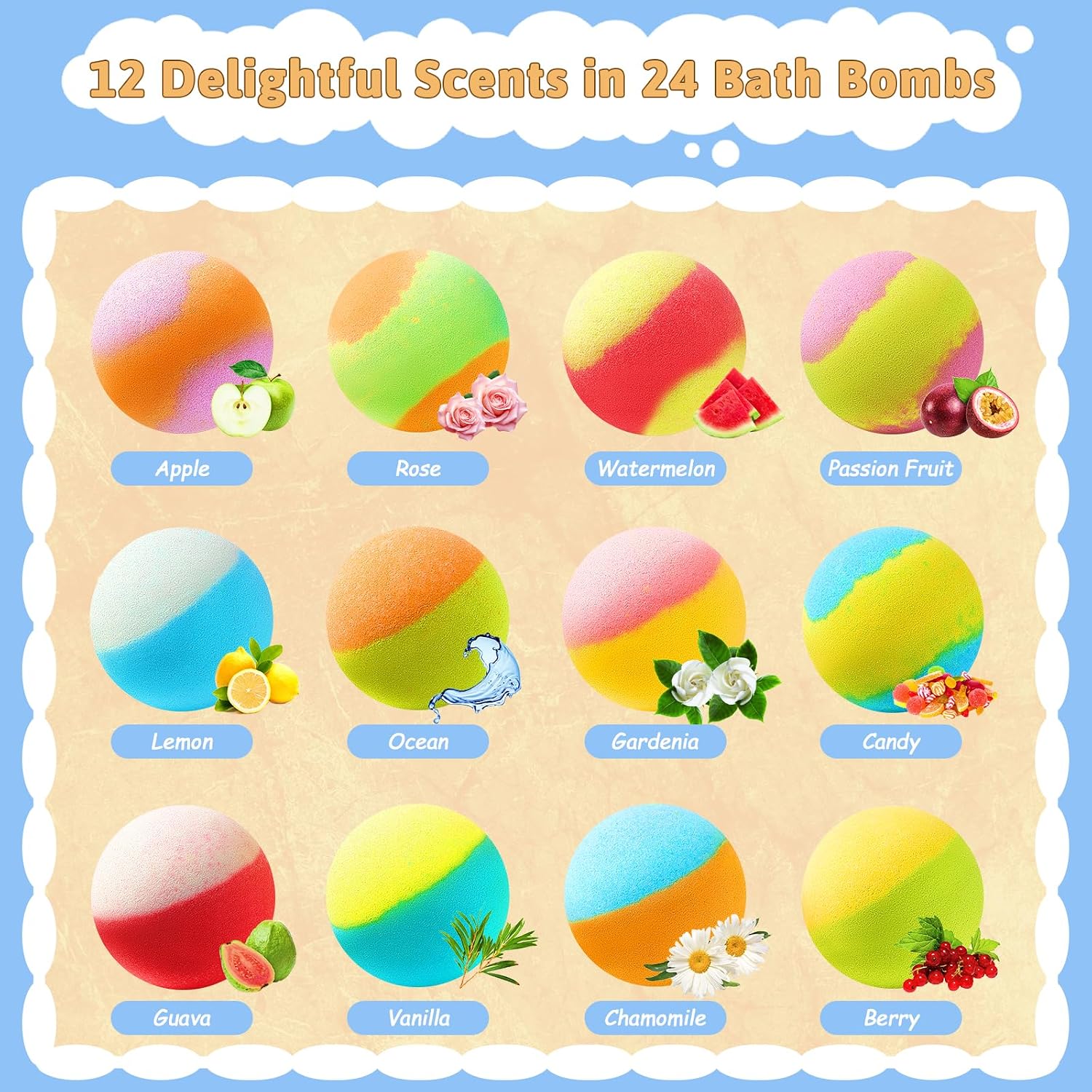 Bath Bombs for Kids with Surprise Inside, 24 Pack Kids BathBombs with Puppy & Cat Toys, Child-Safe Natural Bath Bombs with Toys Inside for Girls and Boys, Birthday Party Favors