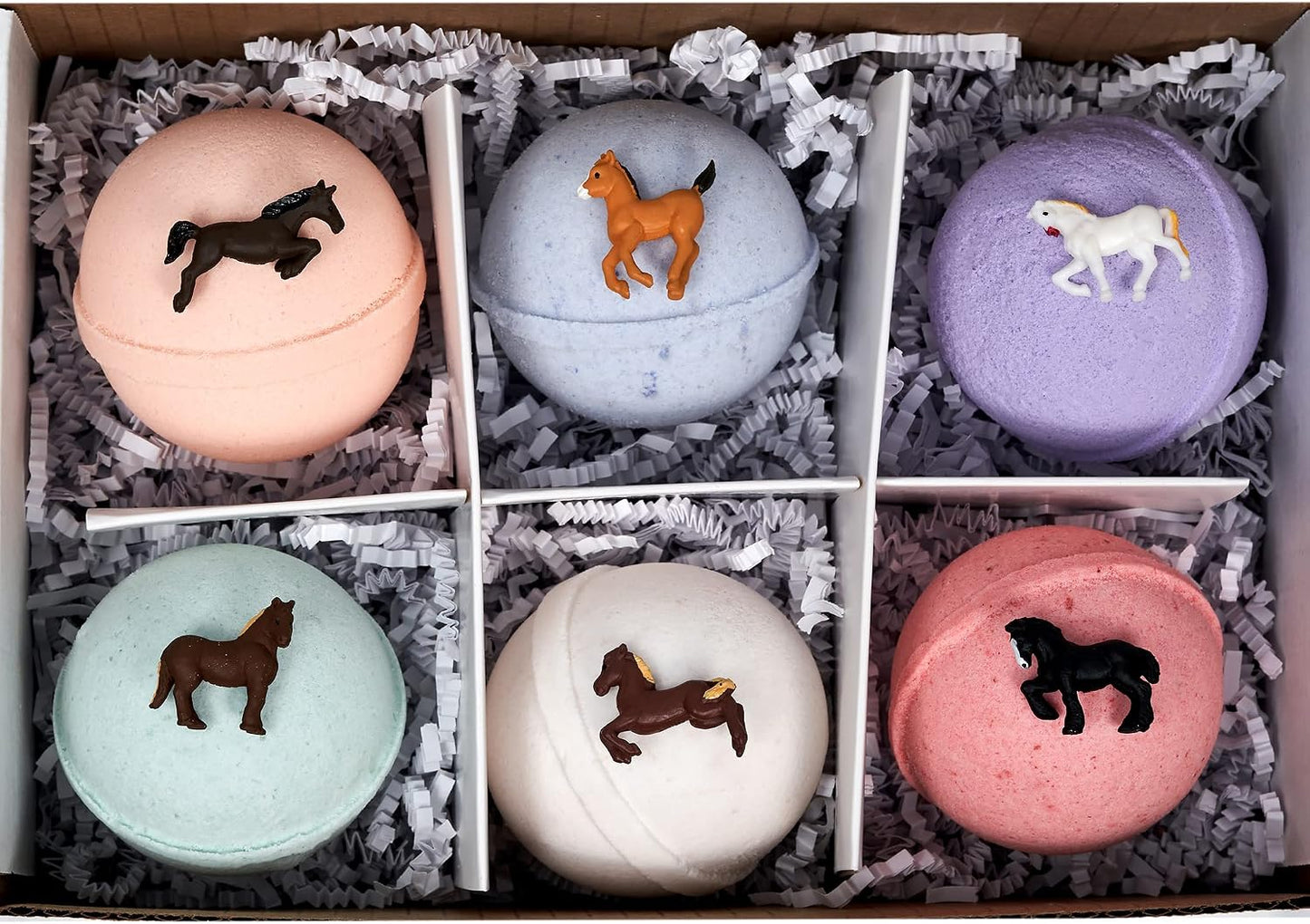 Wild Horses Bath Bombs: for Kids with 6 XL Bath Bombs with Surprise Horses Inside, USA Made, Handmade, Natural Bath Bombs, Birthday Gift idea for Kids, Spa Parties