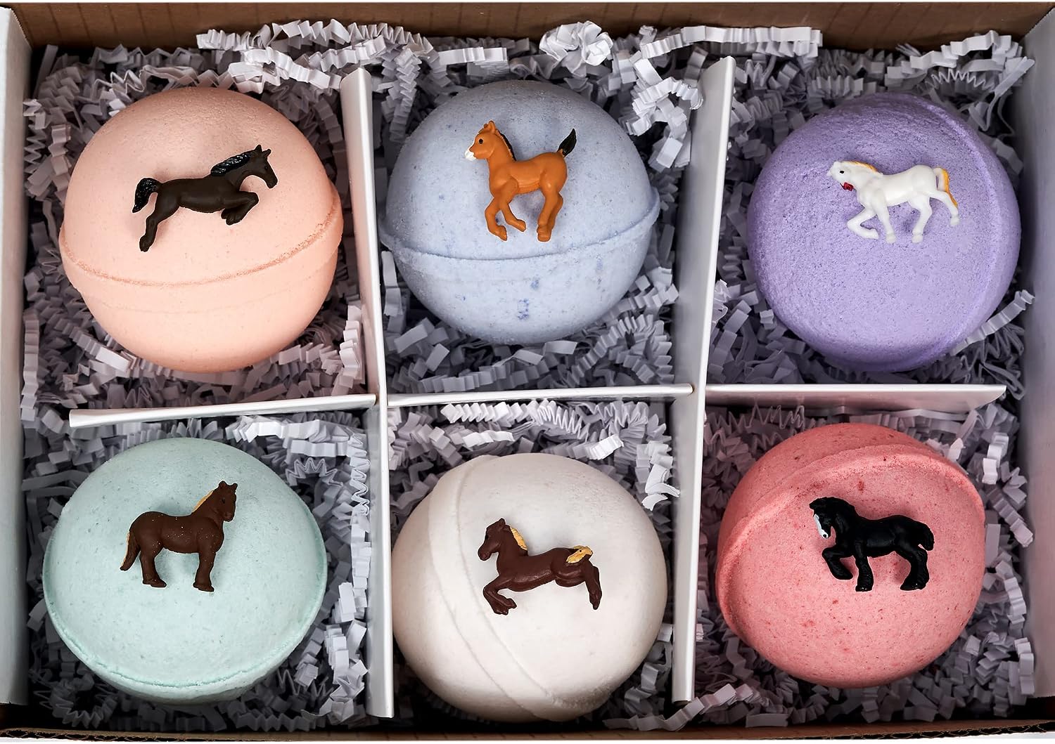 Wild Horses Bath Bombs: for Kids with 6 XL Bath Bombs with Surprise Horses Inside, USA Made, Handmade, Natural Bath Bombs, Birthday Gift idea for Kids, Spa Parties